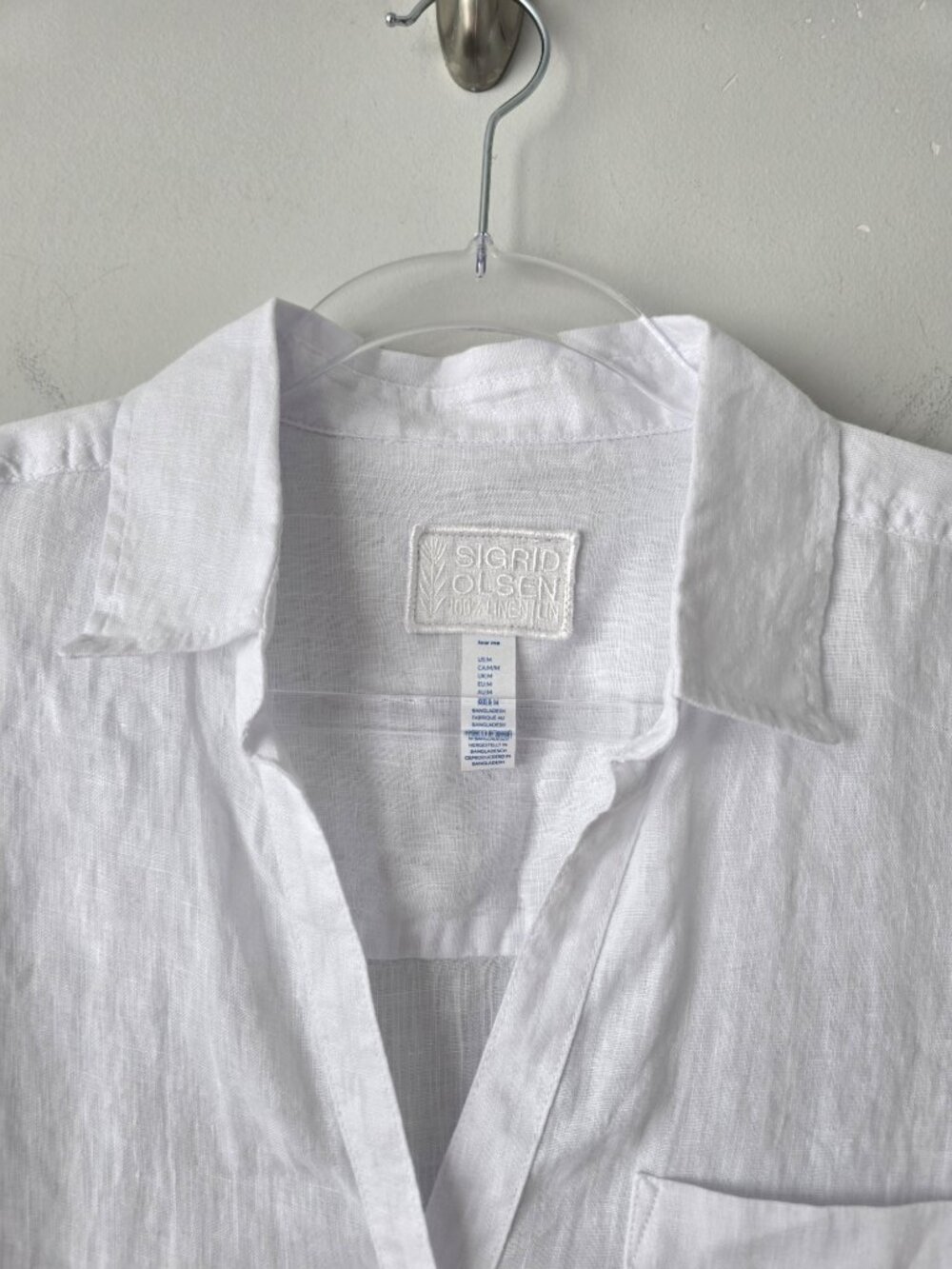 Sigrid Olsen Linen Button Down Shirt Women M White NWT - Picture 5 of 6